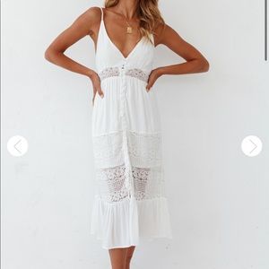 NWT - Fortunate One Dove and Olive Midi Dress